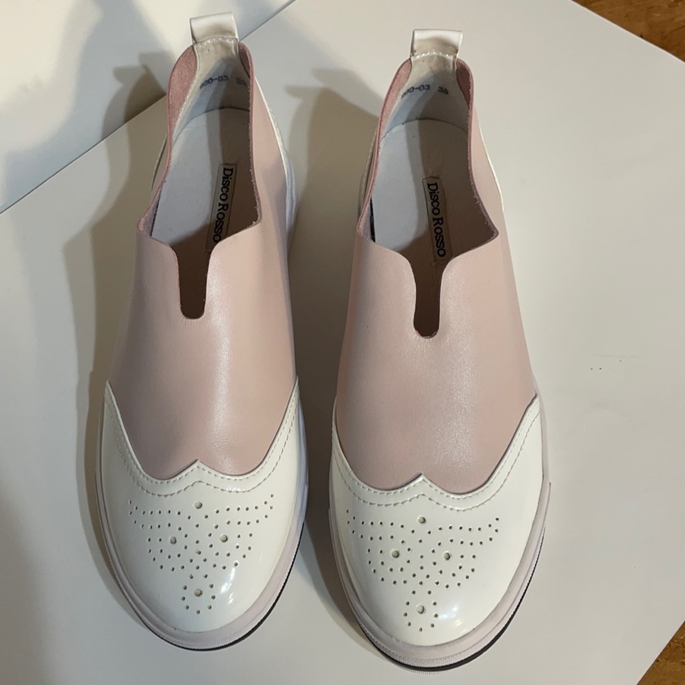 Disco Rosso Rose, white and blue detail rain/sneaker size 38 (7.5/8)